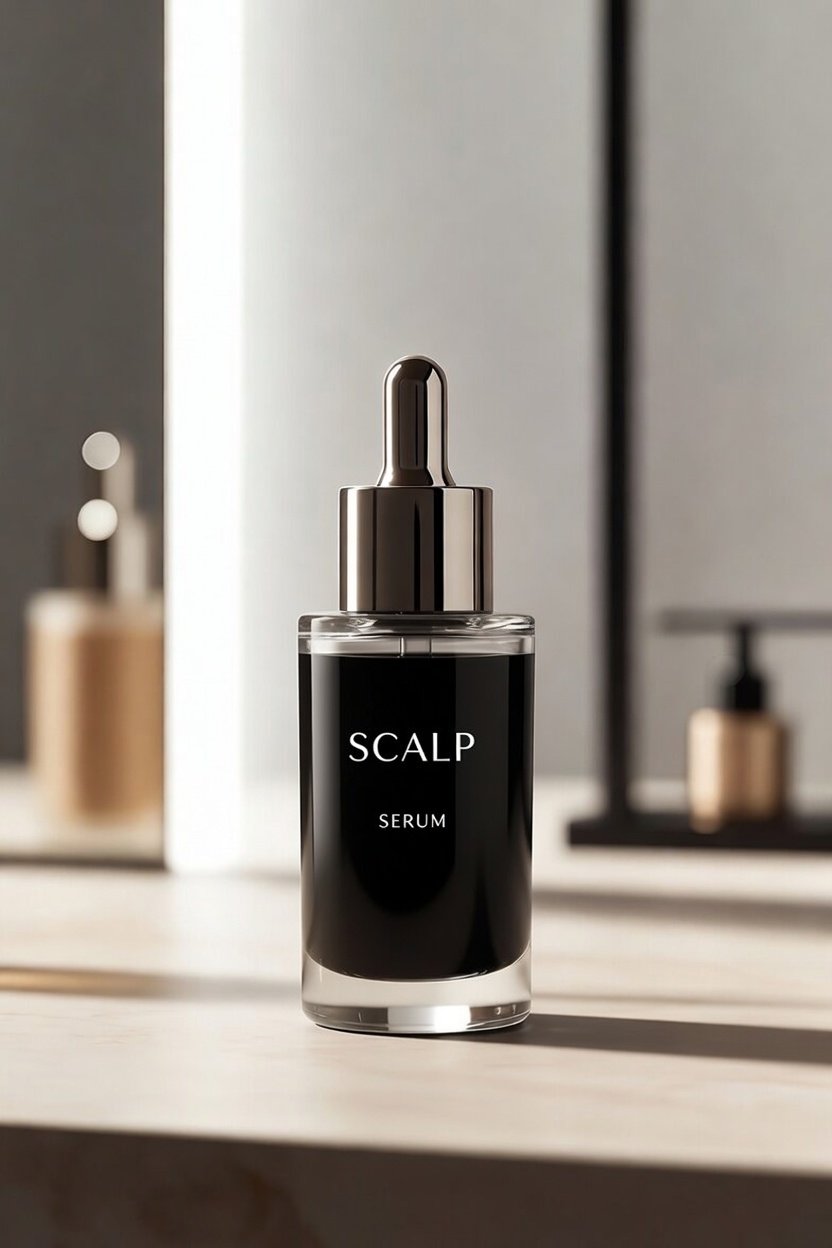 OEJE Scalp Serum em rotina premium de couro cabeludo para apoiar o crescimento e fortalecer a raiz.
