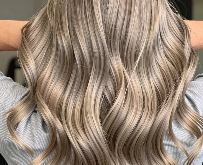 Ash blonde frio criado com 3 nuances Wella em resultado elegante e visualmente polido.