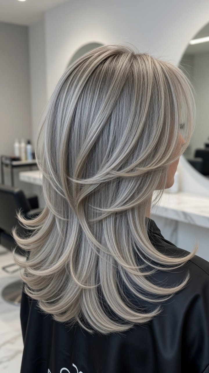 Ash blonde frio criado com 3 nuances Wella em resultado elegante e visualmente polido.