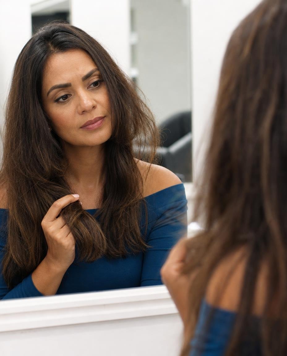 Semi di Lino Smooth com cabelo alinhado e proteção contra a umidade