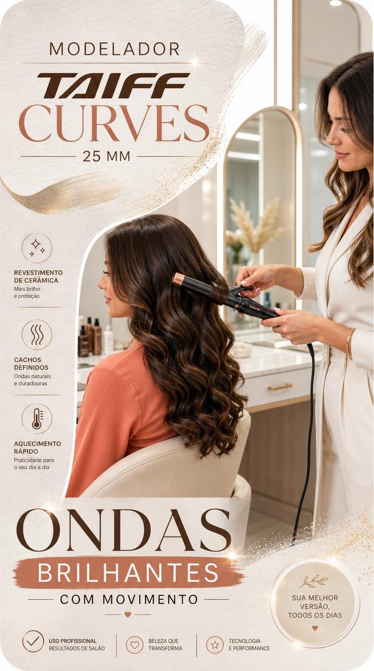 Modelador Taiff Curves 25 mm: ondas brilhantes com movimento