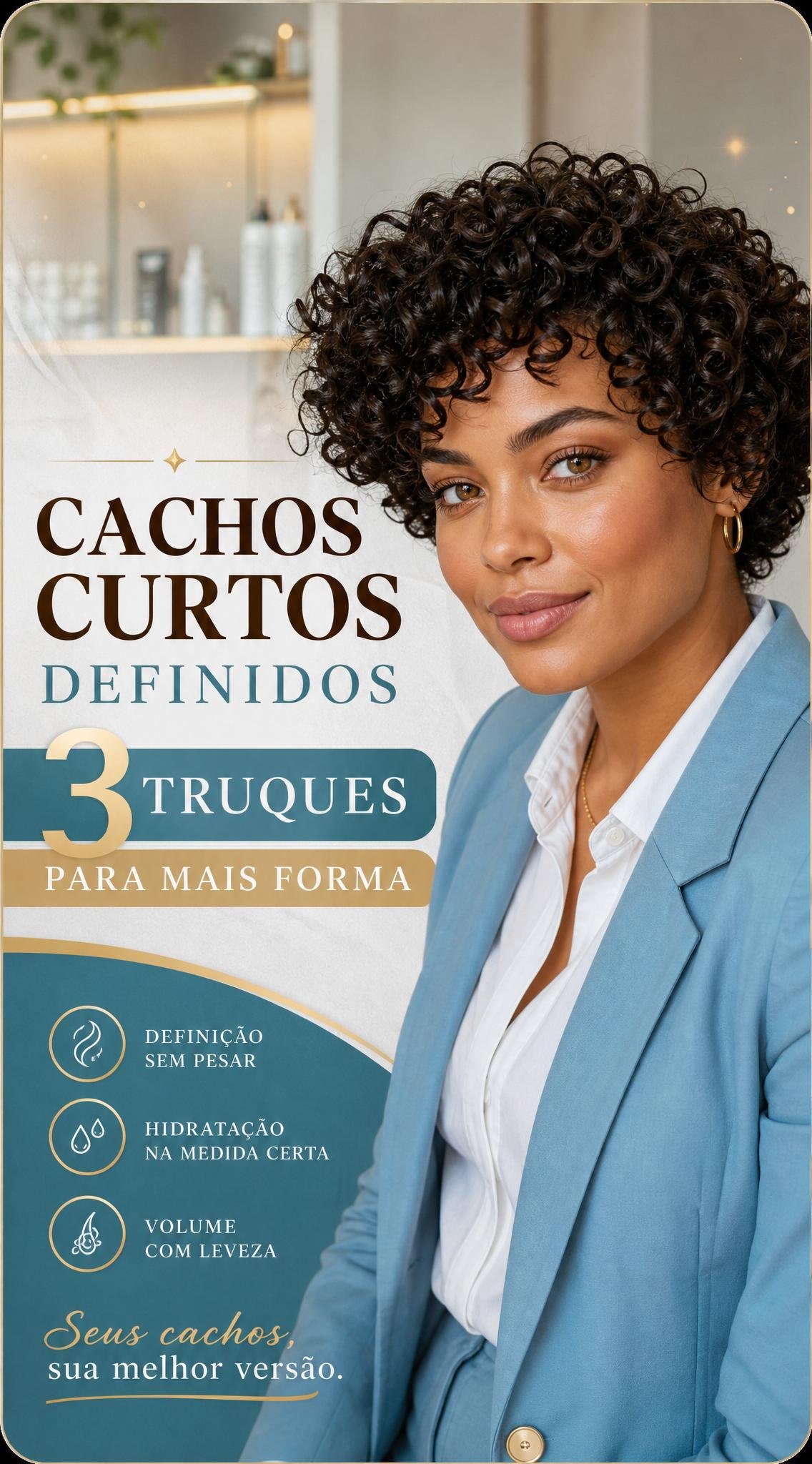 Cachos Curtos Definidos: 3 truques para mais forma