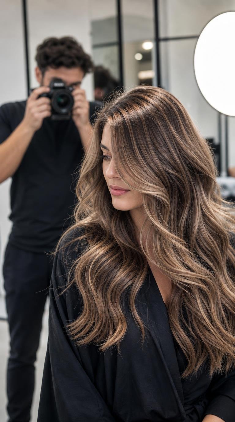 Mesmo cabelo sob duas luzes mostrando diferenças na percepção da cor.