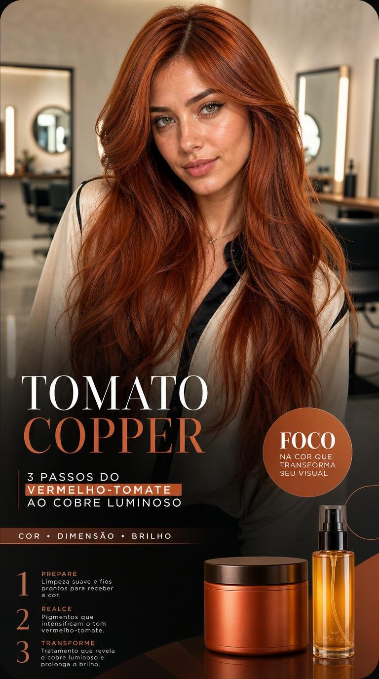 Tomato Copper: 3 passos do vermelho-tomate ao cobre luminoso