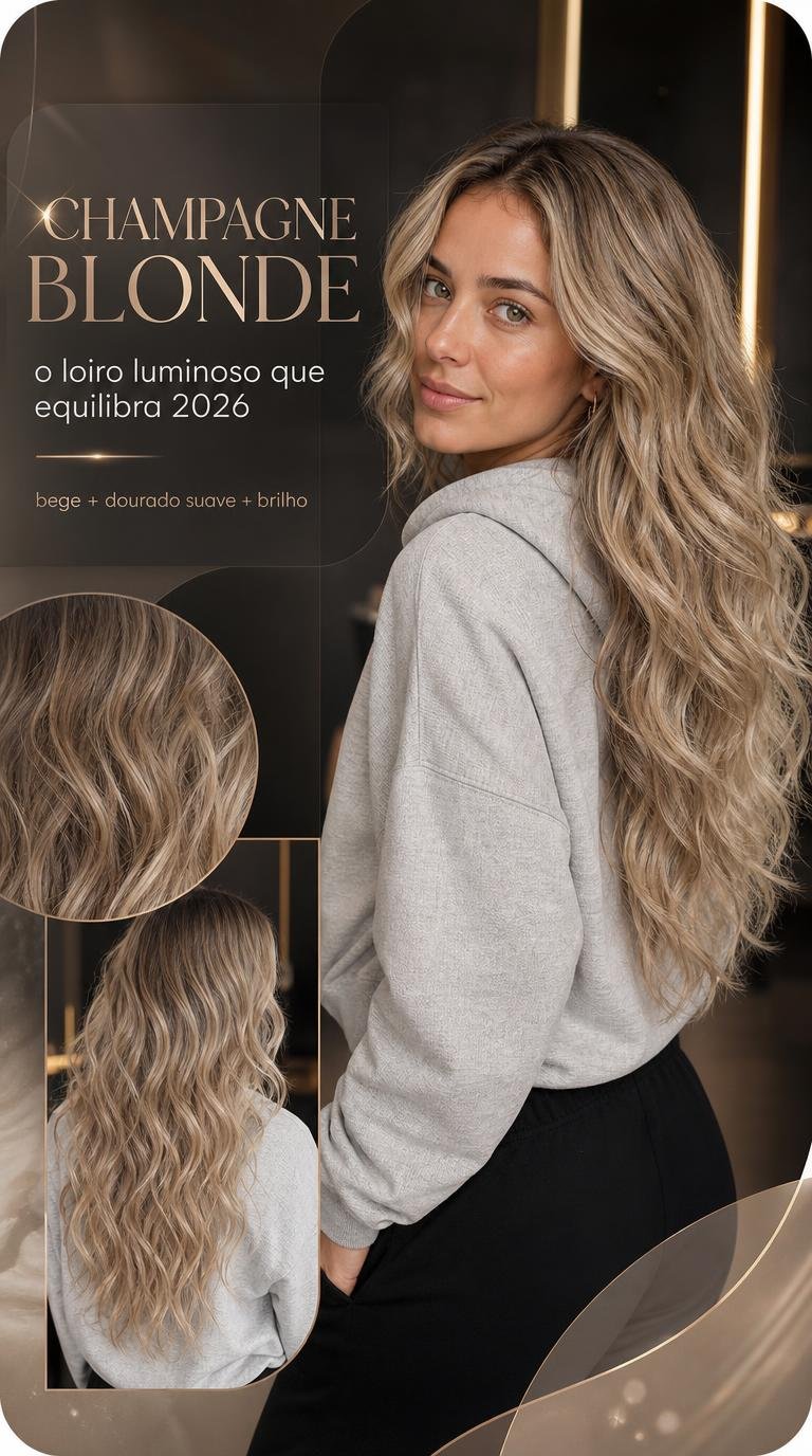 Champagne Blonde: o loiro luminoso que equilibra 2026